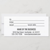 Carte Boîte de certificat cadeau manuscrite Script moder (Dos)