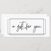 Carte Boîte de certificat cadeau manuscrite Script moder (Devant / Derrière)