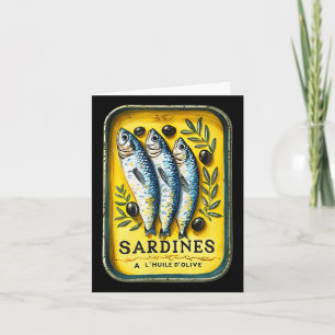 Carte Boîte de sardines jaunes d'été européennes rétro