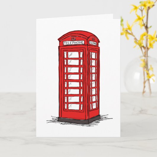 Carte Boite de téléphone rouge britannique repliée (Fleur jaune)