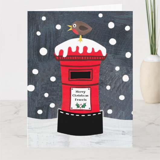 Carte Boîte postale de Noël et Robin personnalisés (Devant)