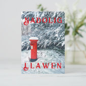 Carte Boîte postale rouge traditionnelle et neige sur le (Debout devant)