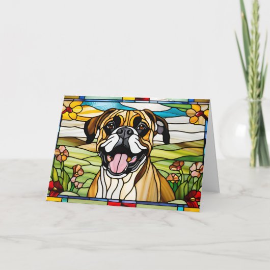 Carte Boîte vitrail de Boxer mignon (Devant)