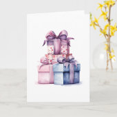 Carte Boîtes à cadeaux à l'aquarelle (Fleur jaune)