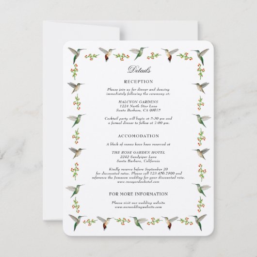 Carte Boîtier de colibris (Devant)