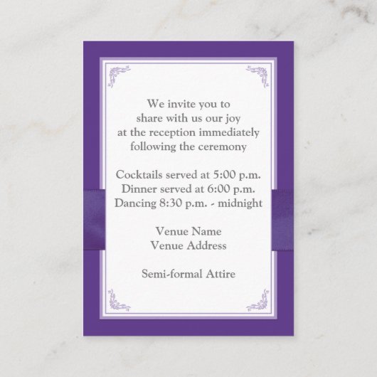 Carte Boîtier De Réception Florale Violet Blanc (Dos)