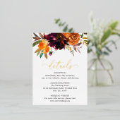 Carte Boîtier Mariage Floral Burgundy Gold Fall (Debout devant)
