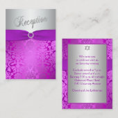 Carte boîtier Mitzva Bat Damask Argent et Violet (Devant / Derrière)