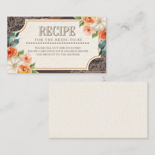 Carte Boîtier Rustic Bois Lace Fall Recette (Devant / Derrière)