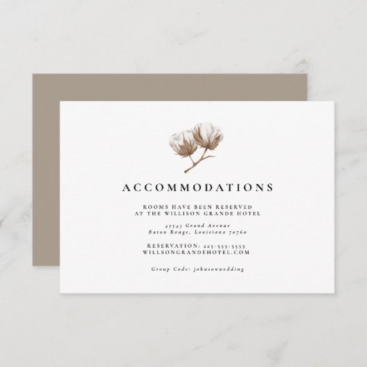 Carte Boîtier Rustic Cotton Accommodation (Devant / Derrière)