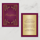 Carte Boîtier Vin Plum et Or Floral Damas (Devant / Derrière)