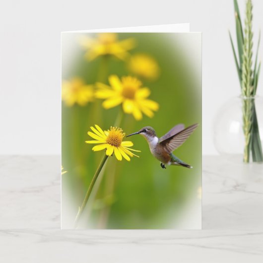 Carte Bokeh Oiseau et Fleur (Devant)