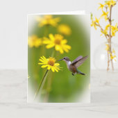 Carte Bokeh Oiseau et Fleur (Fleur jaune)