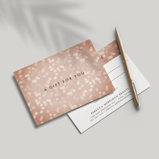 Carte Bokeh Rose cuivre | Certificat cadeau