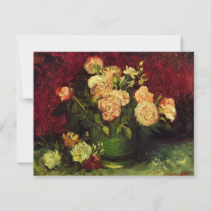 Carte Bol avec Pivoines et Roses par Vincent van Gogh