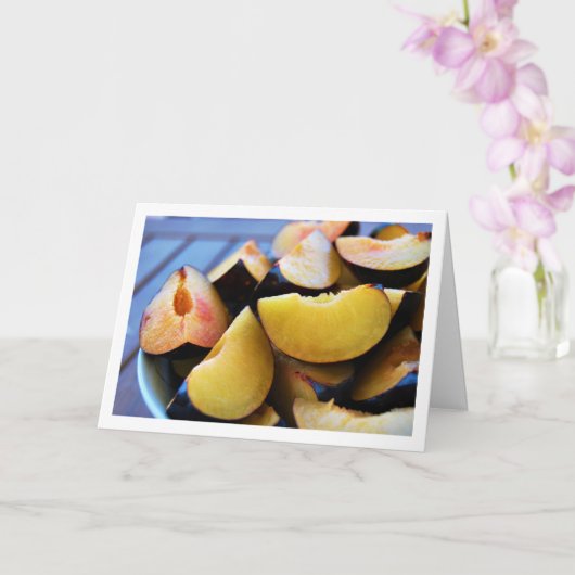 Carte Bol de fruits de prunier tranchés (Orchidée)