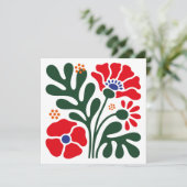 Carte Bold Abstract Floral Flat Card with Poppy Motif (Debout devant)