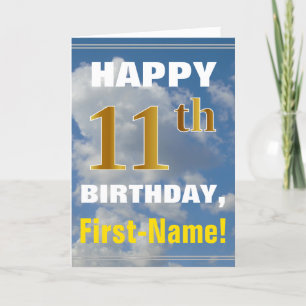 Carte Bold, Ciel nuageux, Faux Gold 11e anniversaire + N