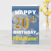 Carte Bold, Ciel nuageux, Faux Gold 20e anniversaire + N (Fleur jaune)
