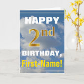 Carte Bold, Ciel nuageux, Faux Gold 2e anniversaire + No (Fleur jaune)