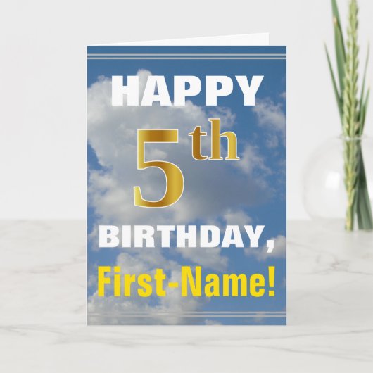 Carte Bold, Ciel nuageux, Faux Gold 5e anniversaire + No (Devant)