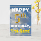 Carte Bold, Ciel nuageux, Faux Gold 5e anniversaire + No (Fleur jaune)