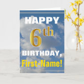 Carte Bold, Ciel nuageux, Faux Gold 6ème anniversaire + (Fleur jaune)