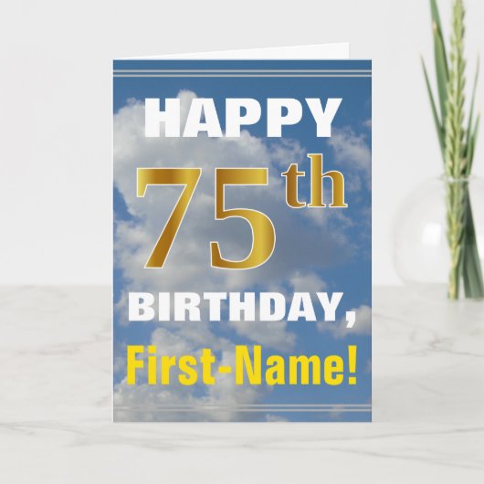 Carte Bold, Ciel nuageux, Faux Gold 75e anniversaire + N (Devant)