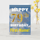Carte Bold, Ciel nuageux, Faux Gold 79e anniversaire + N (Fleur jaune)
