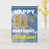Carte Bold, Ciel nuageux, Faux Gold 81ème Anniversaire + (Fleur jaune)
