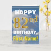 Carte Bold, Ciel nuageux, Faux Gold 82e anniversaire + N (Fleur jaune)