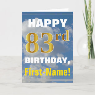 Carte Bold, Ciel nuageux, Faux Gold 83ème anniversaire +