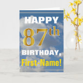 Carte Bold, Ciel nuageux, Faux Gold 87e anniversaire + N (Fleur jaune)