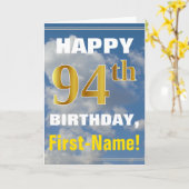 Carte Bold, Ciel nuageux, Faux Gold 94e anniversaire + N (Fleur jaune)
