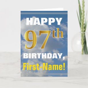 Carte Bold, Ciel nuageux, Faux Gold 97e anniversaire + N