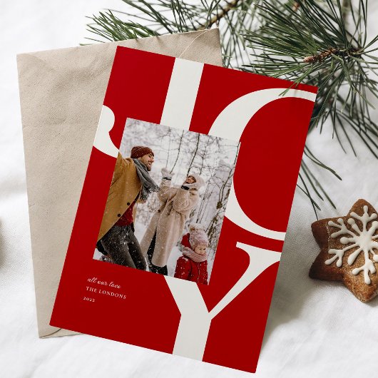 Carte Bold Joy Red Christmas Holiday Photo