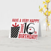 Carte Bold Mod Black Red Happy Sweet 16e anniversaire (Fleur jaune)