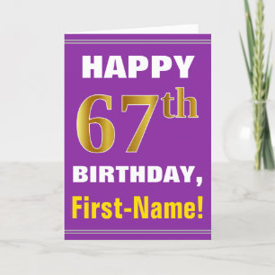 Carte Bold, Purple, Faux Gold 67e anniversaire avec cart