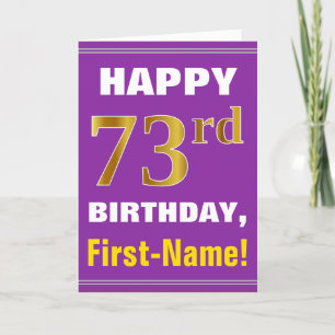 Carte Bold, Purple, Faux Gold 73e anniversaire avec cart