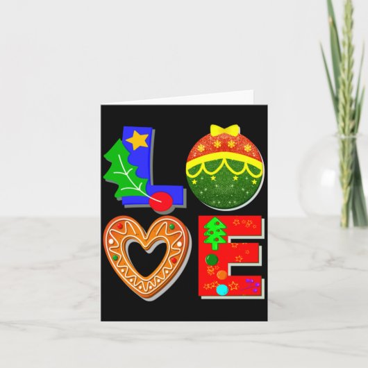 Carte Bold Retro Tygraphy Love Xmas And Cookies T Shirt (Devant)