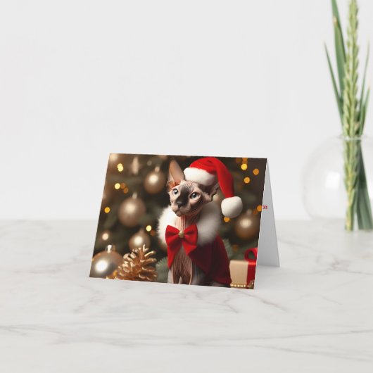 Carte Boldog Karácsonyt Elf Sphynx Chat Noël Personnalis (Devant)