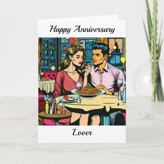 Carte Bon Amoureux de l'anniversaire | Dîner Spaghettis (Devant)