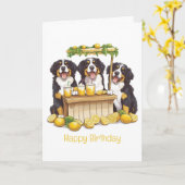 Carte Bon anniversaire Bernese Mountain Dog Lemonade Sta (Fleur jaune)