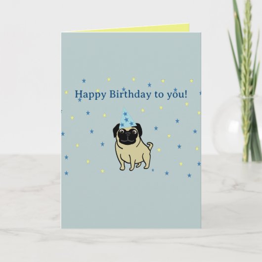 Carte Bon anniversaire Pug (Devant)