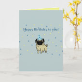 Carte Bon anniversaire Pug (Fleur jaune)