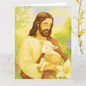 Carte Bon Berger de Pâques (Fleur jaune)