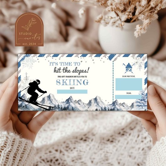 Carte Bon cadeau de Noël Ski de vacances