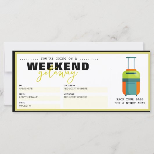 Carte Bon cadeau de voyage Anniversaire Surprise (Devant)