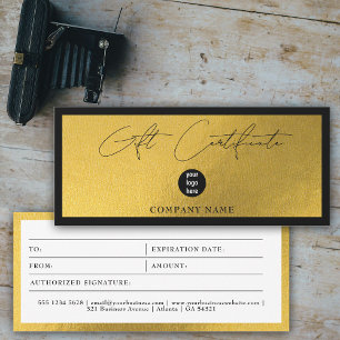 Carte Bon cadeau Gold Black Business Logo