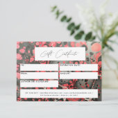 Carte Bon cadeau moderne Marbre rouge noir (Debout devant)